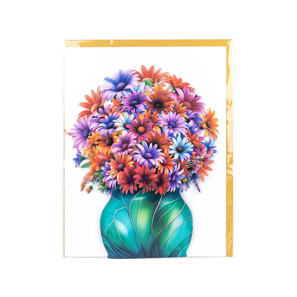 image 1 of Daisy Delight Vibrant 3D Pop Up Flower Vase Greeting Card