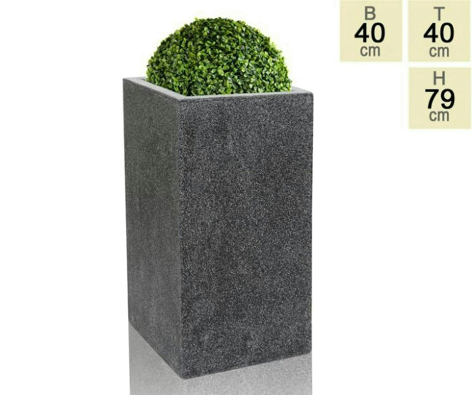 image 1 of Primrose Poly Terrazzo Stone Large Grey Tall Cube Patio Planter 79cm