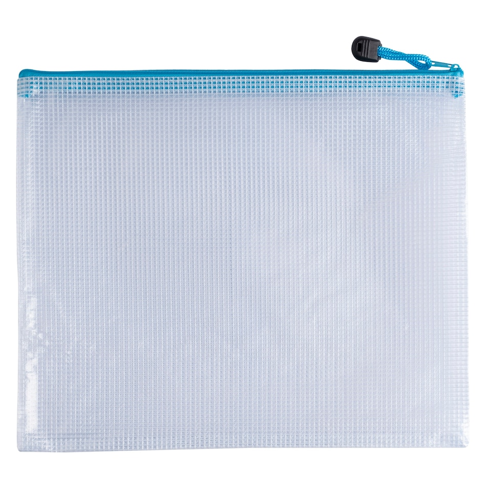 image 1 of Pack of 12 A3 Light Blue PVC Mesh Zip Bags