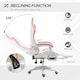image 5 of Vinsetto Computer Gaming Chair, PU Leather Office Desk Chair with Footrest, Swivel Wheels, 135 Reclining Back, Lumbar Support, Headrest for Home, White and Pink