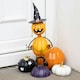 image 2 of Orange Metal Pumpkin Man Halloween Ornament with Witch Hat