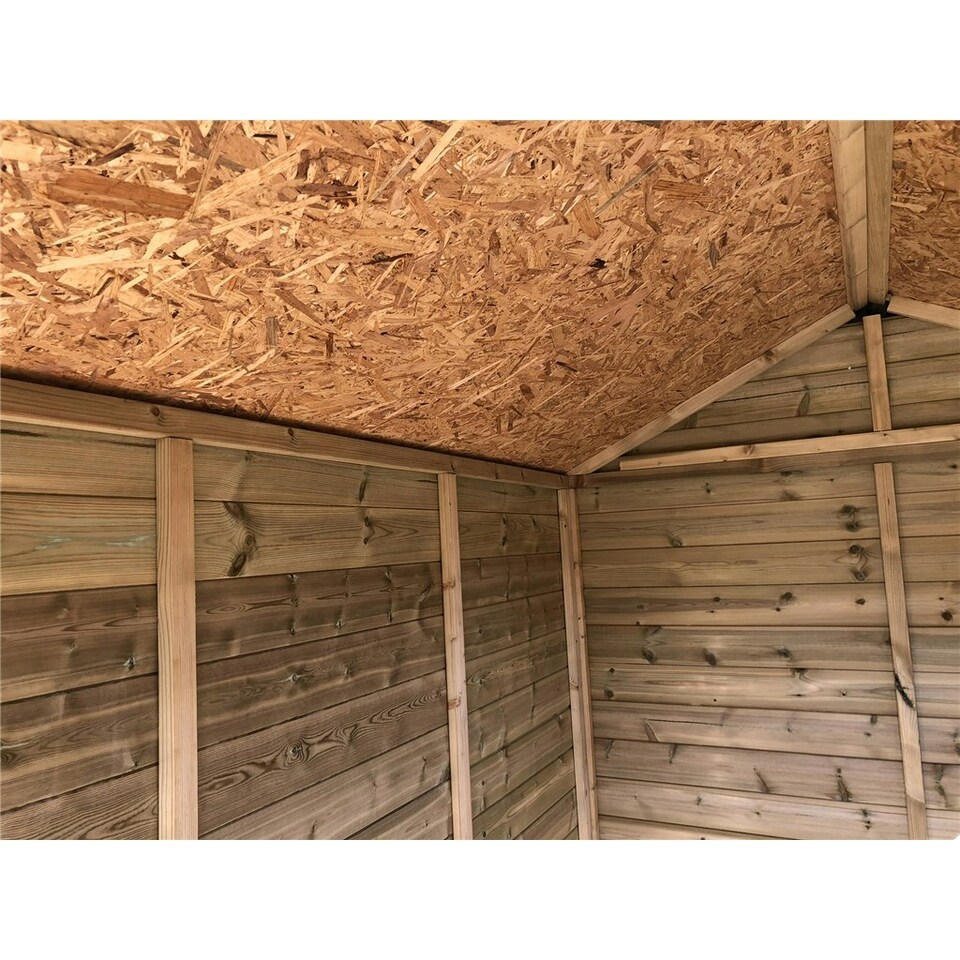 image 1 of 12 x 5 Security Pressure Treated Tongue & Groove Apex Shed + Single Door + Safety Toughened Glass (12' x 5' / 12ft x 5ft) (12x5)