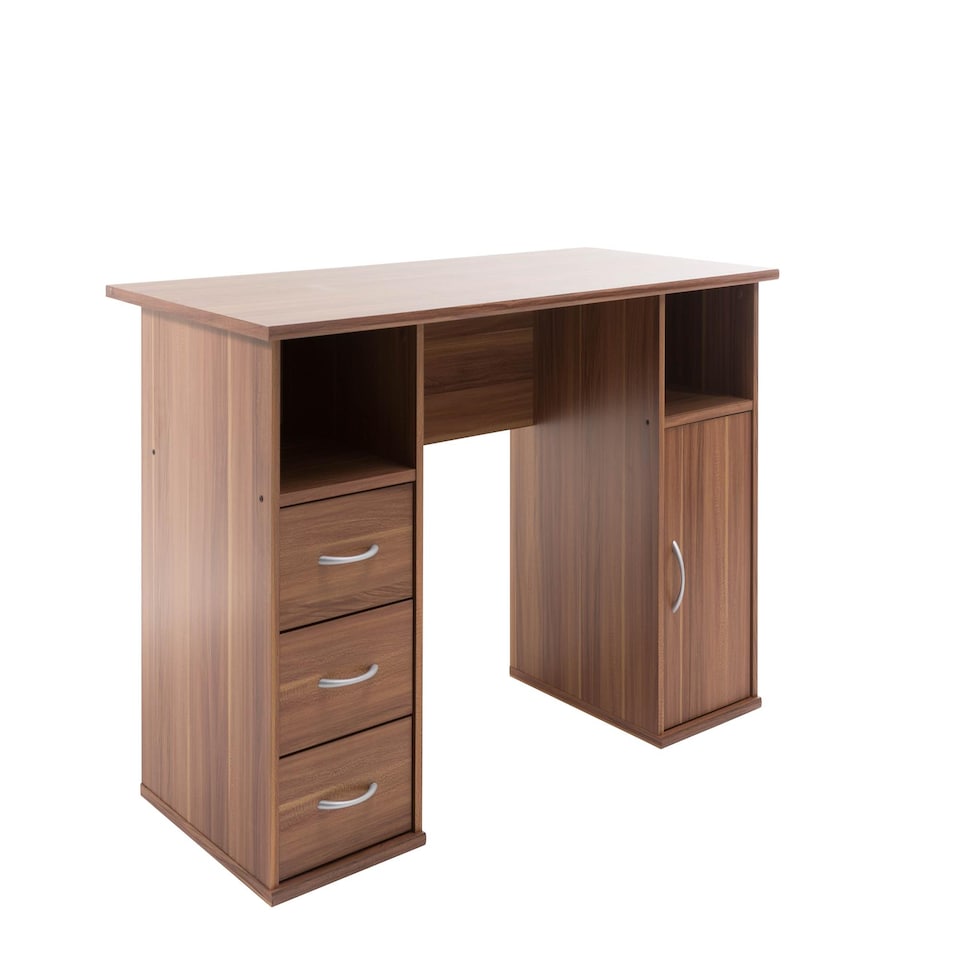 image 1 of Maryland Desk with 3 Drawers and 1 Door Walnut