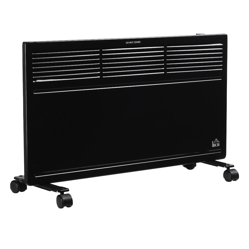image 1 of HOMCOM Convector Radiator Heater w/ Adjustable Thermostat Safety Cut-Off, Black