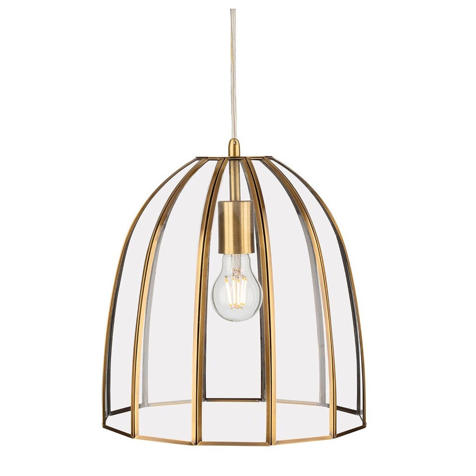 Lincoln Pendant Light Antique Brass with Clear Glass