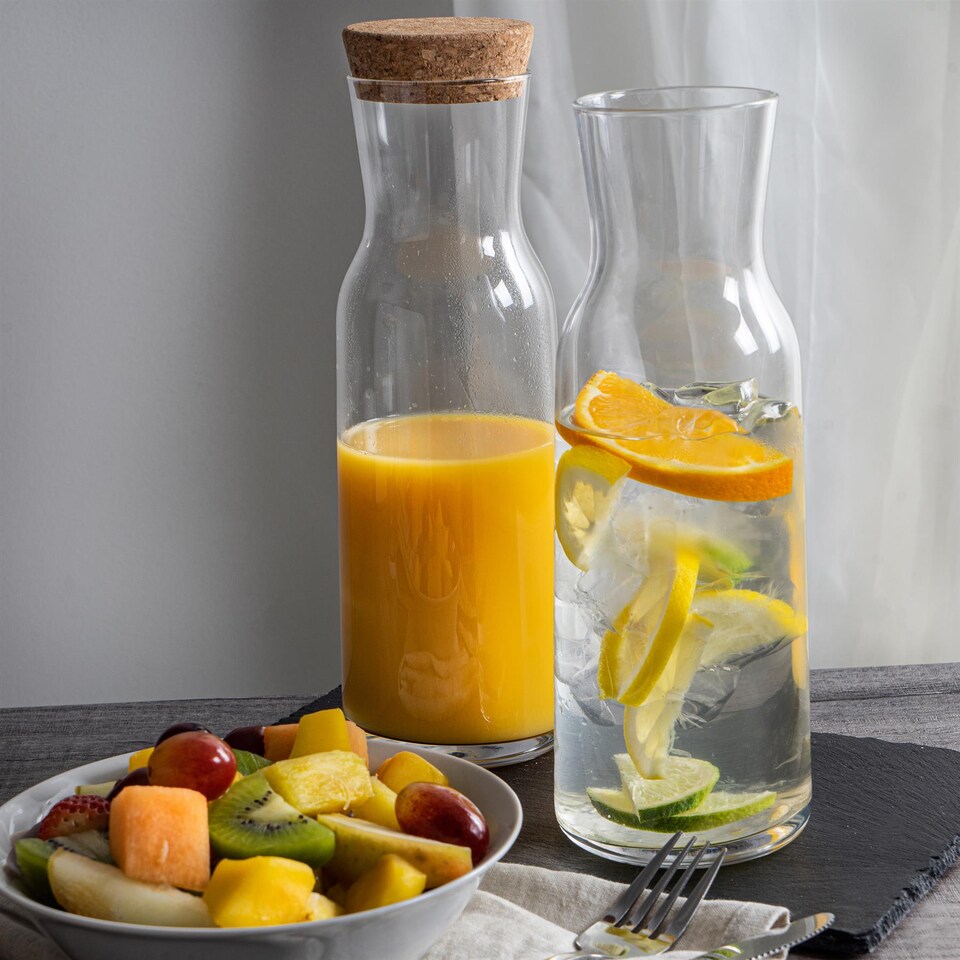 image 1 of Bormioli Rocco Aquaria Glass Carafe with Cork Lid - 1.2 Litre