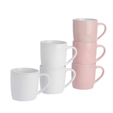 Argon Tableware Coloured Coffee Mugs - 350ml - Pink/White - Pack of 6 | Multi | Multi | 6