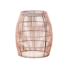 Teamson Home Patio Cylinder Bamboo Side Table with Iron Tabletop - Large