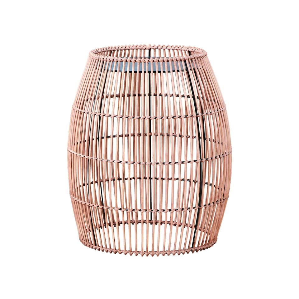 image 1 of Teamson Home Patio Cylinder Bamboo Side Table with Iron Tabletop - Large