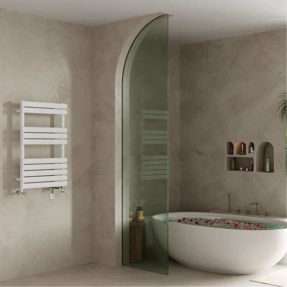 image 1 of Omeara - White Dual Fuel Towel Rail H825mm x W500mm Standard