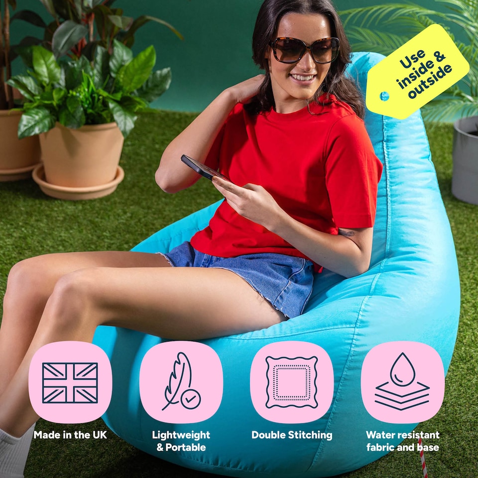 image 1 of Icon Dalton High Back Adult Gaming Indoor Outdoor Bean Bag Chair, Aqua
