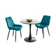 image 1 of Furniturebox Elina White Marble Effect Round Dining Table & 2 Blue Pesaro Black Leg Chairs