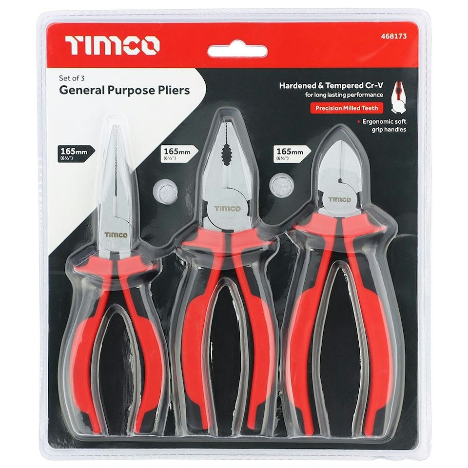 image 1 of Timco - General Purpose Pliers Set (Size 3pcs - 3 Pieces)