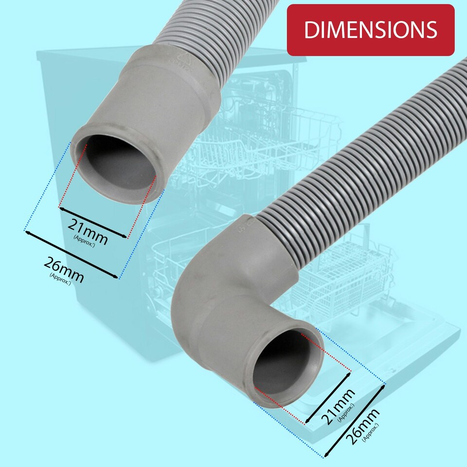 image 1 of SPARES2GO Internal Hose Inner Drain Pipe for Kenwood KDW60 KID60 Dishwasher 21mm Inner Diameter