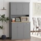 image 2 of HOMCOM 180cm Kitchen Cupboard with 6 Doors, Modern Kitchen Storage Cabinet with Microwave Oven Countertop, Drawer, Adjustable Shelves and Cable Hole, Grey | Grey | Grey