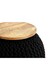 image 4 of Comfortable Black Woven Pouffe, Plump Round Body Pouffe For Bedroom, Chunky Pattern Pouffe For Livingroom | Black