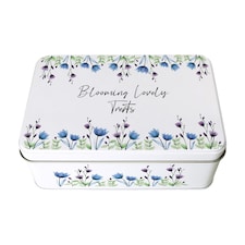 Blue & Purple Floral Rectangular Tin