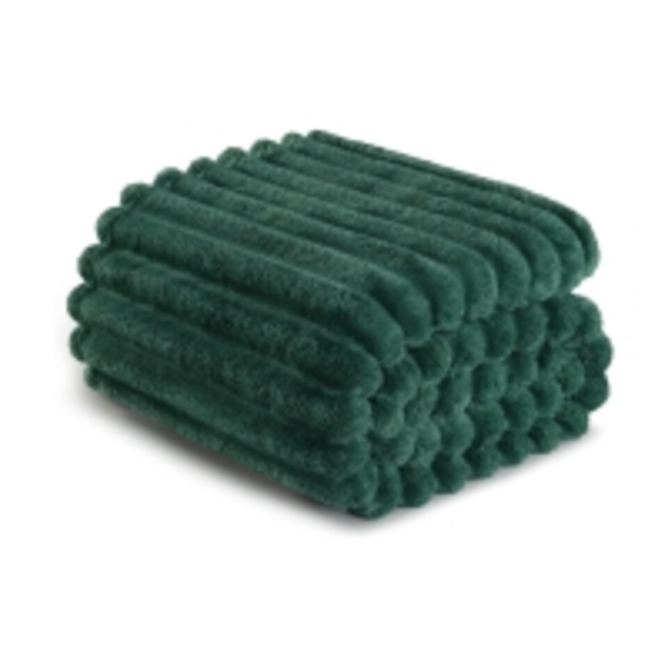 image 1 of Ribbed Jacquard Fleece Bed Blanket Throw 150x200cm