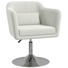 HOMCOM Stylish Retro Linen Swivel Tub Chair Steel Frame Cream Whit