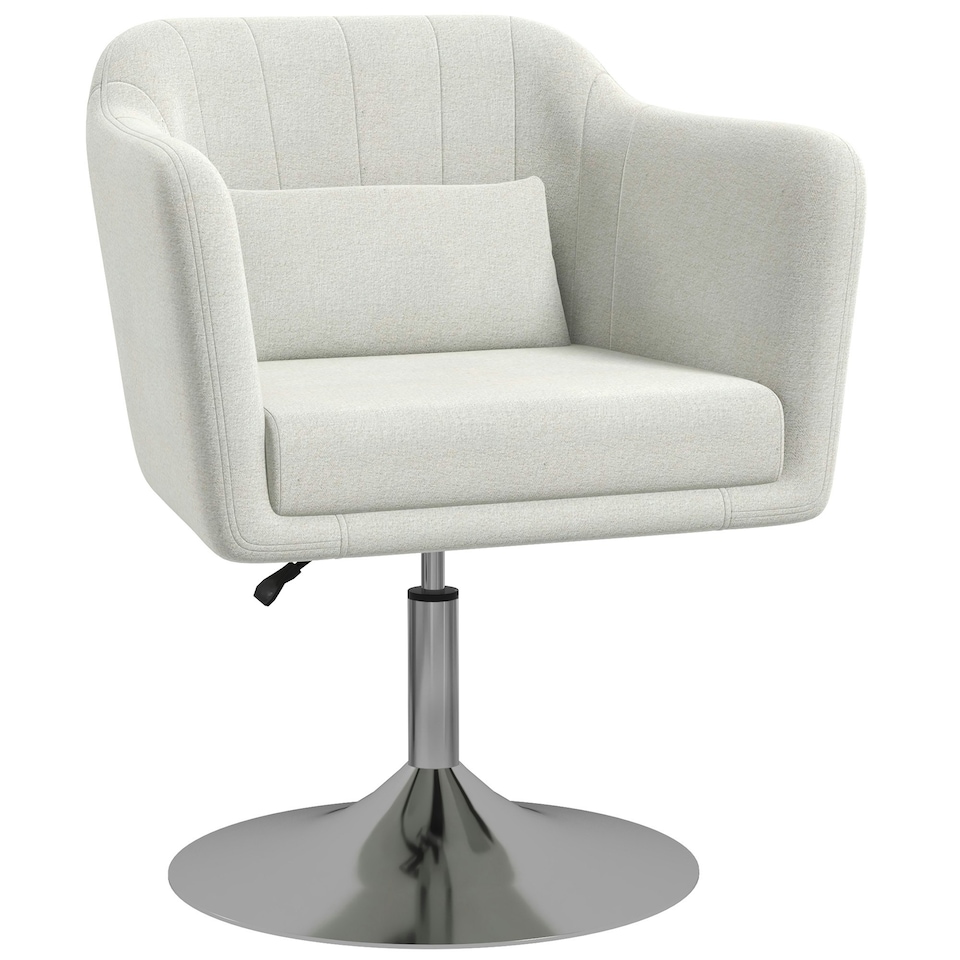 image 1 of HOMCOM Stylish Retro Linen Swivel Tub Chair Steel Frame Cream Whit