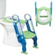 image 1 of Children Baby Toddler Kid Potty Training Toilet Seat Trainer Urinal Chair with Ladder, Green & Blue