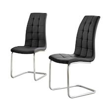 Furniturebox 2x Deep Foam Cushioned Black Murano Dining Chairs