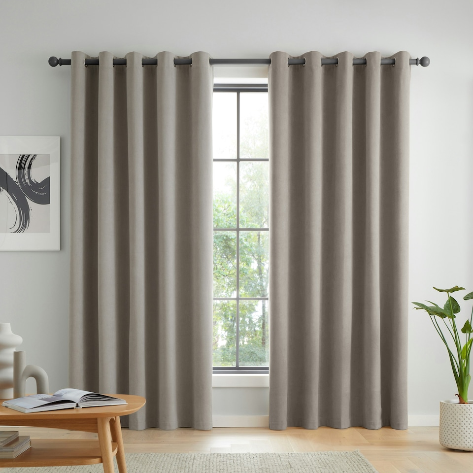 image 1 of Catherine Lansfield Wilson Blackout Thermal 66x72 Inch Eyelet Curtains Grey