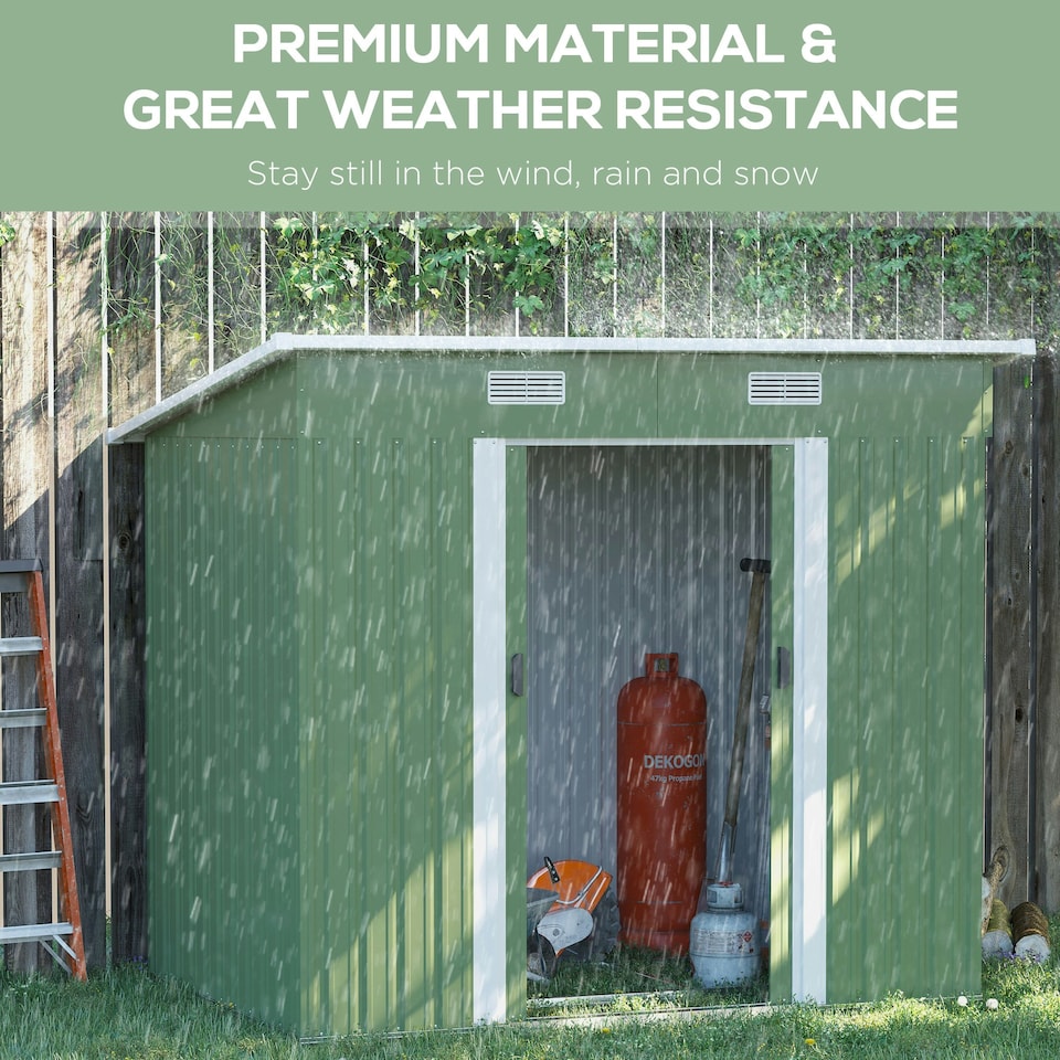 image 1 of Outsunny 7 x 4ft Outdoor Garden Storage Shed for Backyard - Light Green
