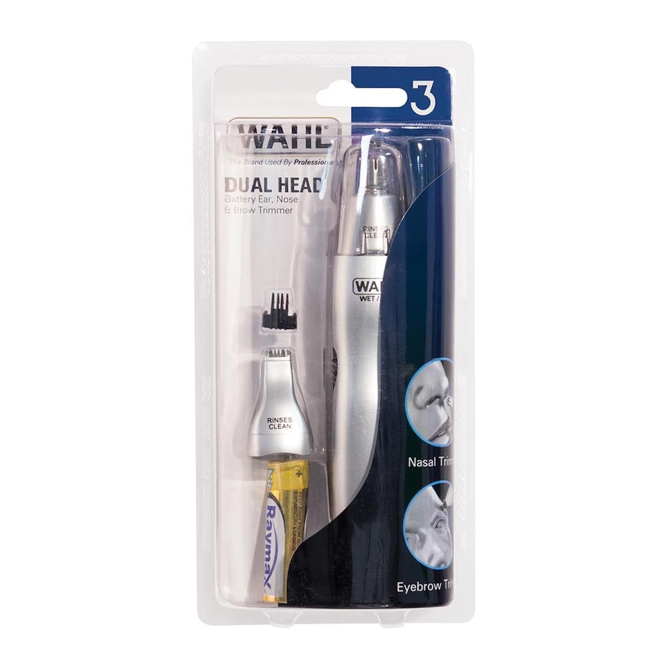image 1 of Wahl Cordless Dual Head Battery Ear Nose & Brow Trimmer Grooming Set 5545-516