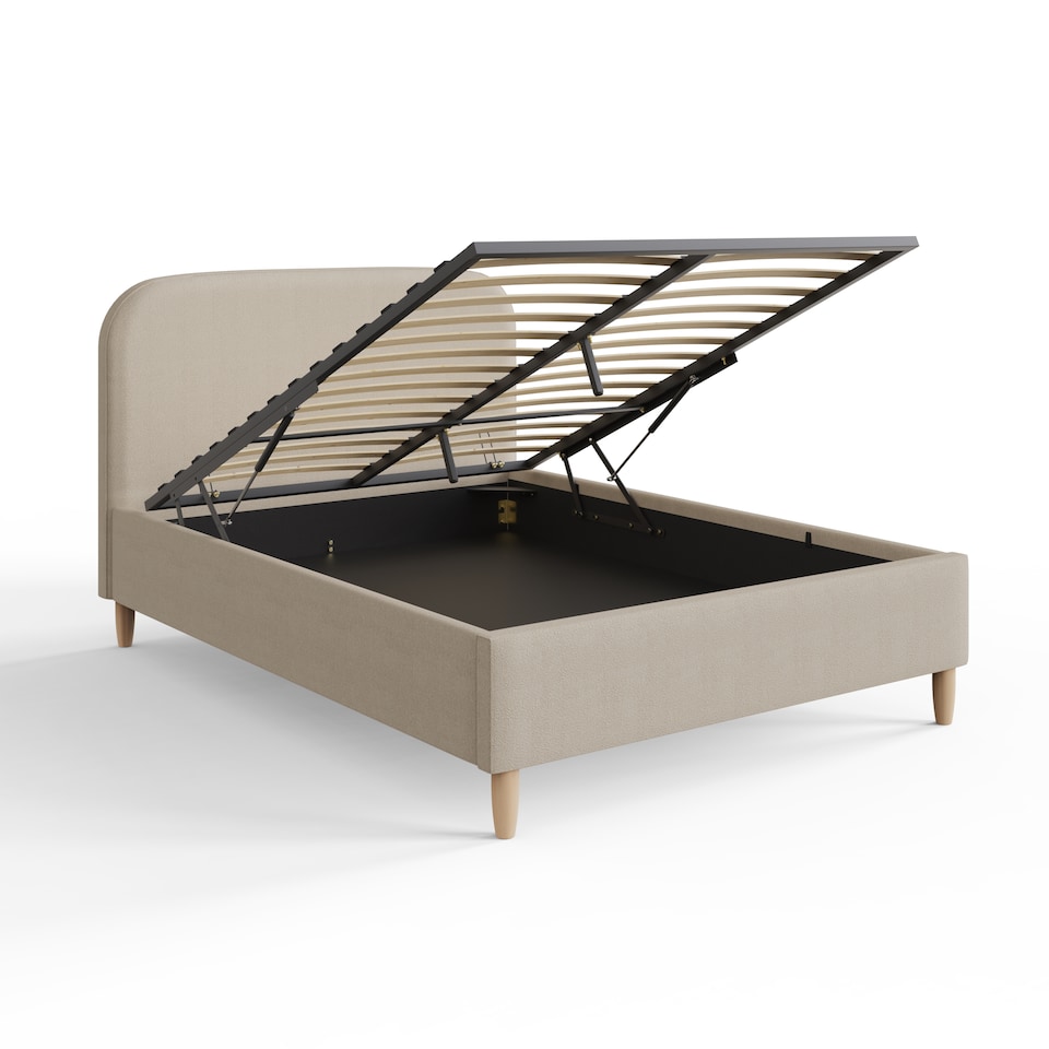 image 1 of Florence Boucle Ottoman Storage Bed King Natural Stone | Grey | Natural Stone