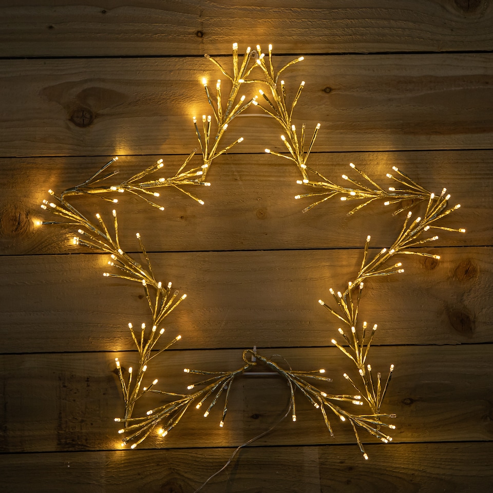 image 1 of 60cm Gold Christmas Star 150 Warm White LED Indoor/Outdoor Christmas Decorations