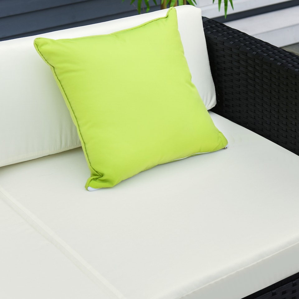 image 1 of Outsunny 5 Pieces PE Rattan Garden Furniture Set with Cushions, Outdoor Corner Sofa, Patio Sectional Conversation Furniture Sets with Glass Top Coffee Table, Black