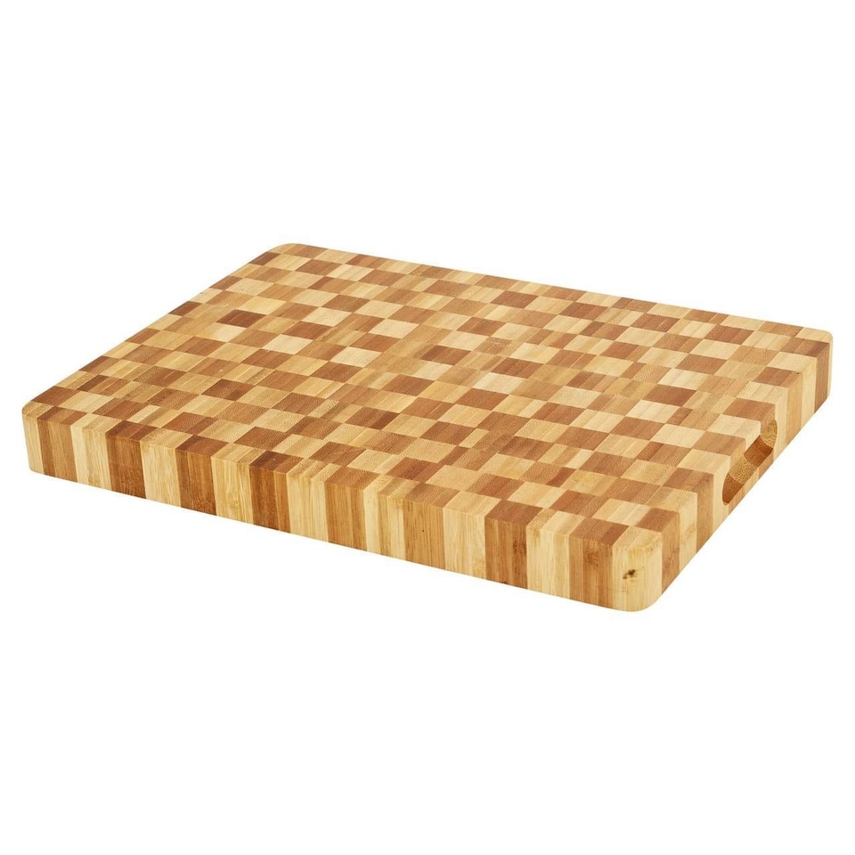 image 1 of Bamboo Butchers Block Chopping Board Chequered Cutting Board | Brown | Brown | 1