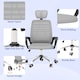 image 7 of Vinsetto Mesh Office Chair, Ergonomic Computer Desk Chair with Adjustable Headrest, Lumbar Back Support, Armrest, Adjustable Height, Swivel Wheels, Grey