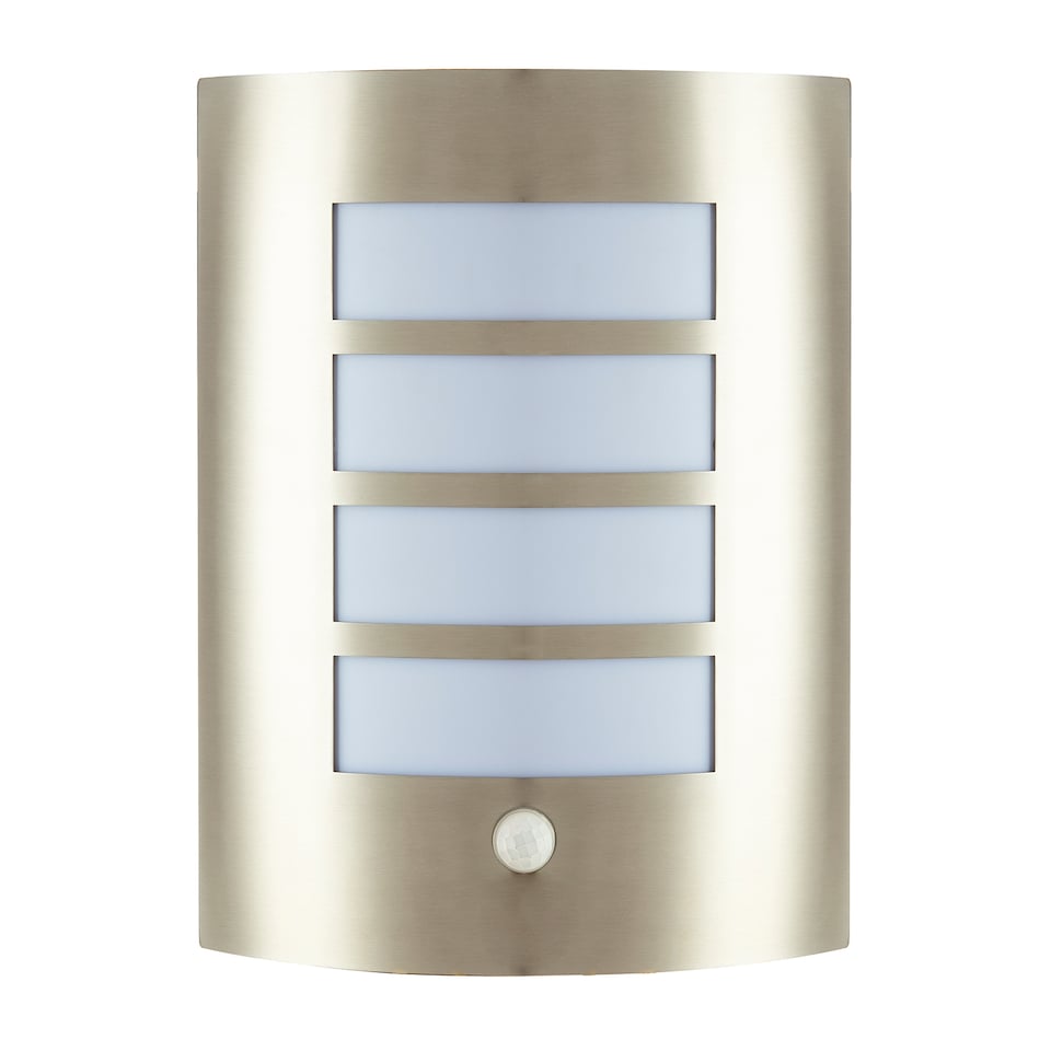 image 1 of Modern Outdoor IP44 Stainless Steel Flush Wall Lamp Fitting with PIR Sensor | Silver