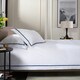 image 4 of Hampstead 100% Cotton Duvet Cover Set – 200 Thread Count with Inserted Ribbon & Oxford Pillowcases Blue | White | Super King