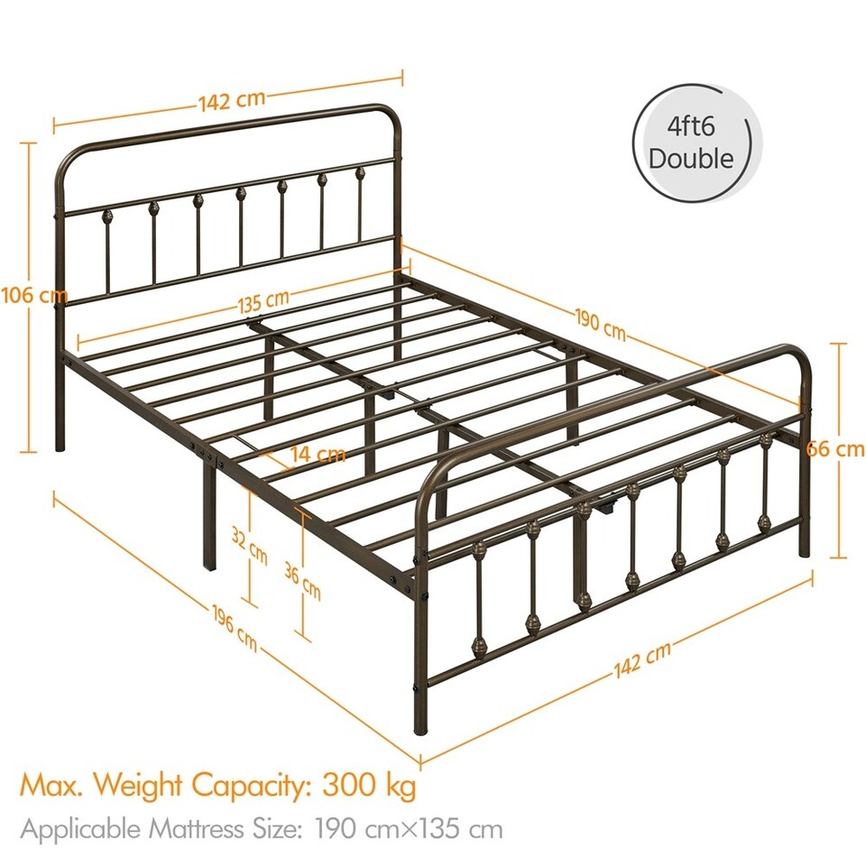 image 1 of Yaheetech Full Classic Iron Platform Bed with High Headboard and Footboard Bronze