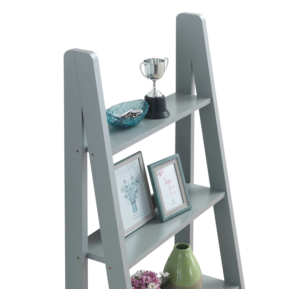 image 1 of Riva Ladder Bookcase  5 Tier Light Grey