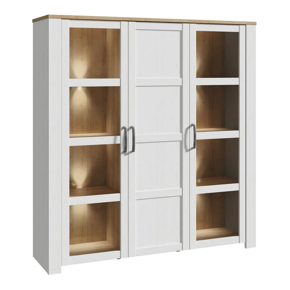image 1 of Bohol Large Display Cabinet inc. 4x LED Lights in Riviera Oak/White