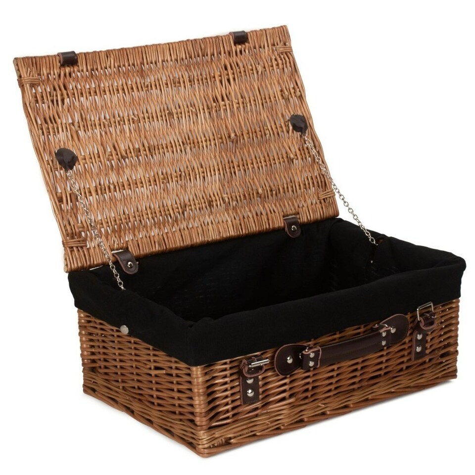 image 1 of 46cm Double Steamed Wicker Picnic Basket with Lining Grey | Grey | One Size