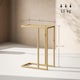 image 3 of HOMCOM C-Shaped Side Table, Modern Slim End Table with Tempered Glass Tabletop, Steel Frame for Small Space, Living Room, Bedroom, Gold Tone | Gold