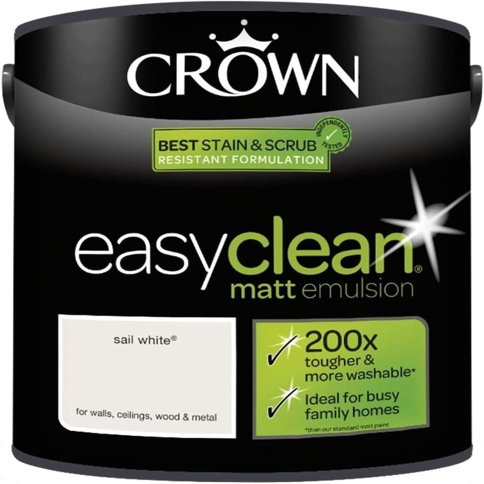 image 1 of Crown Easyclean Matt Emulsion 2.5L Sail White
