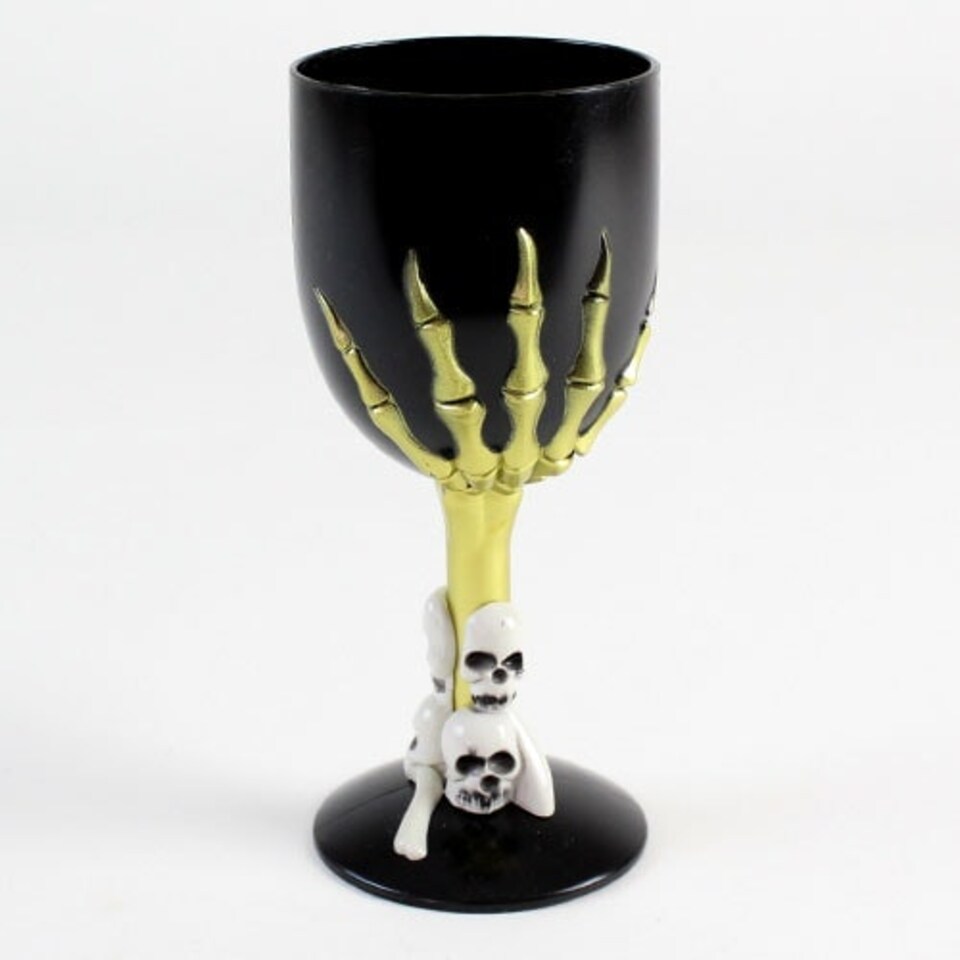 Haunted Halloween Black Reusable Plastic Wine Glass