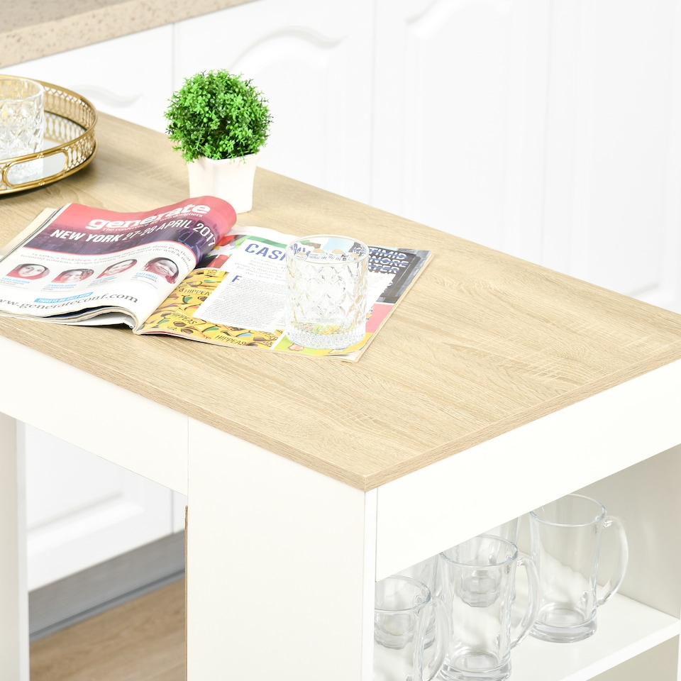 image 1 of HOMCOM Bar Table Coffee Table Kitchen Dining Table with 4-Tier Shelf Natural