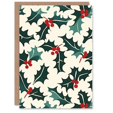 Holly Plant Leaf Berry Festive Graphic Blank For Him Or Her Art Xmas Festive Christmas Card