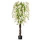 image 1 of HOMCOM Artificial Realistic White Wisteria Tree Faux Plant for Indoor Décor