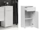 image 2 of White Bathroom Cabinet Freestanding Storage Unit with Drawer White Gloss Slim Narrow 400mm Floor Unit Spice