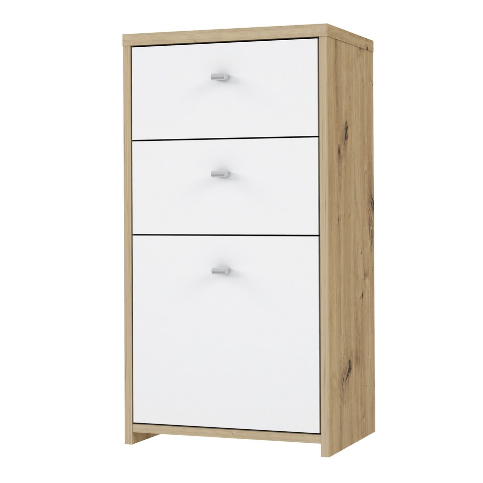 image 1 of Best Chest Storage Cabinet 2 Drawers 1 Door in Artisan Oak/White