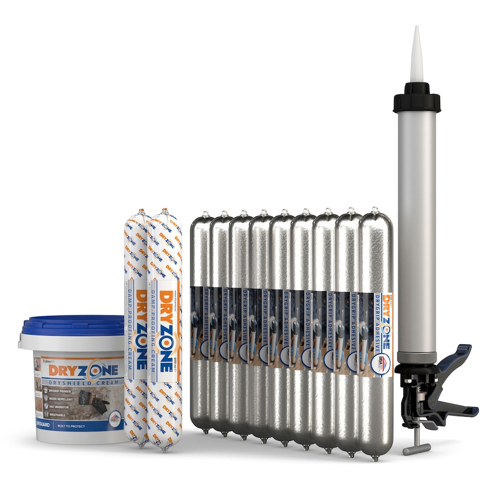 image 1 of Dryzone Damp Proofing DPC Injection Kit System - Rising Damp Treatment & Re Plastering Kit