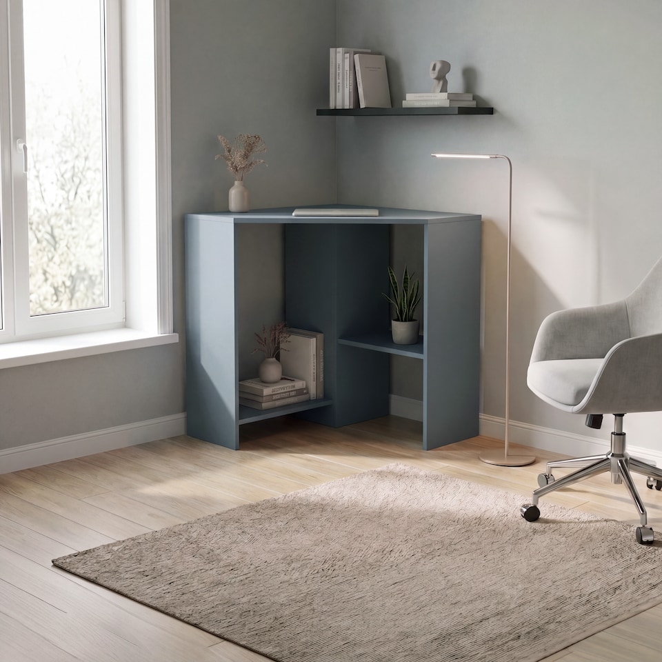 image 1 of Vida Designs Hetton Corner Computer Desk 2 Shelf Home Office Workstation